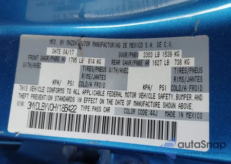 2017 Toyota Yaris Ia z USA, uszkodzony, nr VIN 3MYDLBYV0HY186422